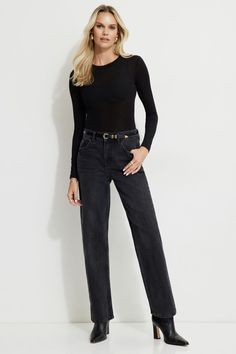 Let me introduce you to Mika, the mid-rise non-stretch jeans with a straight leg - Authentic denim you crave without the stiffness. Features - Belt loops - Zipper fly - 5-pocket styling Size & Fit - Mid-rise - Relaxed straight leg - Inseam length: 32" Materials & Care - 75% Cotton, 25% Organic Cotton - Wash cold, inside out, once every 8 wears - Imported Winter Jeans, Jeans Black, Jeans For Sale, Birthday Outfit, Stretch Jeans, Jeans Shop, Straight Jeans, How To Introduce Yourself, New Fashion