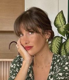 Hair Up With Bangs Fringes, Hair Bun With Fringe, Bangs No Bangs, French Bangs Brunette, Bardot Bangs Round Face, Sleek Low Bun With Bangs, Bangs No Makeup, Sleek Updo With Bangs, Short Bangs Updo