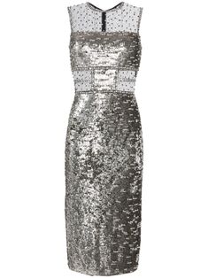 Evening Sequined Sheath Midi Dress, Sequined Sheath Midi Dress For Evening, Evening Sheath Midi Dress With Sequins, Embellished Midi Bodycon Evening Dress, Evening Midi Sequin Dress With Contrast Sequins, Glamorous Silver Sleeveless Midi Dress, Evening Midi Dress With Contrast Sequin, Sleeveless Party Midi Dress With Contrast Sequin, Glamorous Sheath Midi Dress With Sequins