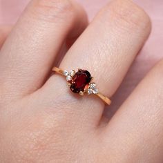 Natural Garnet Gemstone Cocktail Ring All Size Available 925 Sterling Silver Gold Rose Ring, Garnet Ring Gold, Garnet Wedding, Garnet Engagement Ring, Cute Engagement Rings, January Birthday, Ringe Gold, Ruby Engagement Ring