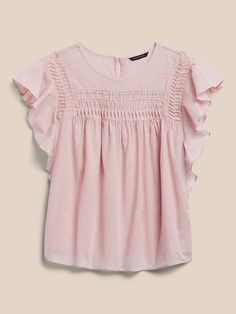 Pintuck Ruffle-Sleeve Top | Banana Republic Modest Tops, Dressy Shirts, Outfit Inspo Summer, Outfit Plan, Casual Preppy Outfits, Top Banana, Mode Ootd, Stockholm Fashion, Ruffled Sleeve Top