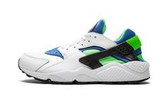 A welcome sight for all fans of the the Nike Air Huarache, this original “Scream Green” colorway returned in 2015 for the first time in years. The iconic colorway for one of the most popular running shoes ever is a staple of any sneaker collection. White Huarache Shoes, Nike Shoes Huarache, Nike Leather, Huaraches Shoes, Stadium Goods, Nike Air Huarache, Air Huarache, Best Sneakers, Sneaker Collection