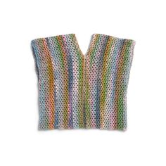 a multicolored knitted sweater on a white background