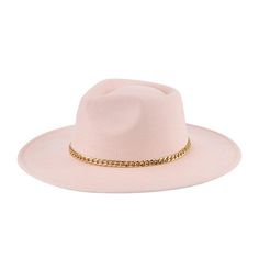 Expertly crafted from high-quality suede felt, this chain belt fedora hat is a must-have fashion accessory for any season. Its wide brim provides both style and sun protection, while the gold chain adds a touch of casual luxury. Lightweight and comfortable, this classic panama style fedora is perfect for fall, winter, summer, and spring. Measurements: Height 4", Brim 3.5", Circumference 47.5". Material composition: 100% polyester. Fedora Hat Style, Panama Style, Summer Fedora, Chic Fashionista, Wide Brim Fedora, Felt Fedora, Shoe Boutique, Cowgirl Hats, Chain Belt