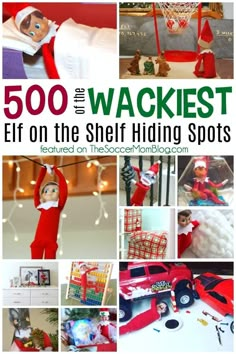 Never run out of Elf on the Shelf ideas!! Click for a HUGE collection of Elf on the Shelf hiding spots that kids will love! Awesome Elf On The Shelf Ideas, Elf Props, Xmas Elf, Elf Antics, Elf Fun, Hiding Spots, Elf On The Shelf Ideas, Noel Christmas, Christmas Games