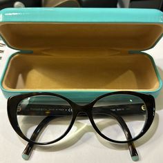 Authentic Tiffany & Co. Prescription Glasses, Frame Is Replaceable From Current Prescription, Frame Is In Good Condition With Minimal Signs Of Wear. Case Included Prescription Glasses, Glasses Accessories, Tiffany & Co., Blue Brown, Color Blue, Conditioner, Women Accessories, Signs, Frame