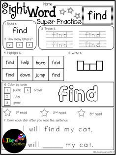 sight word practice worksheet for preschool and pre - k students to practice sight words