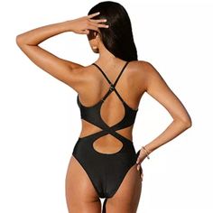 Nwt, Cupshe Black Criss-Cross, Cut-Out Back One-Piece Swimsuit In Slimming Black. Splash Splash In Style! Flattering Silhouette Crisscross, Adjustable Straps Removable Soft Bra Cups Partially Lined Moderate Coverage Fitted Bodysuit With Crisscross Straps For Beach, Black Cross-tied Beachwear Swimwear, Black Cross Back Swimwear For Pool, Black One-piece Swimwear With Crisscross Straps, Beach Bodysuit With Crisscross Straps, Backless Bodysuit With Crisscross Straps For Beach, Black Cross Back Swimwear For Poolside, Black Cross Back Swimwear For Beachwear, Summer Black Cross Back Bodysuit