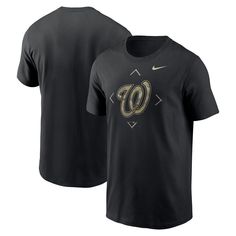 Demonstrate your unwavering Washington Nationals pride with a distinct tee when you reach for this Nike T-shirt. It features a bold team logo stylized with a camo pattern that offers a unique take on your fandom. Offering a classic construction and lightweight fabric, this is the perfect game day go-to tee.Demonstrate your unwavering Washington Nationals pride with a distinct tee when you reach for this Nike T-shirt. It features a bold team logo stylized with a camo pattern that offers a unique Perfect Game, Washington Nationals, Nike Tshirt, Nike Black, Logo T Shirt, Men's Nike, Tshirts Online, Cotton Shorts, Black Nikes