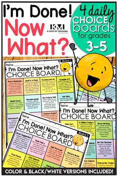 What To Do When Students Finish Early, Year 4 Transition Activities, Finished Early Board, Activities For Students Who Finish Early, 3rd Grade Class Activities, Fun Ela Activities 3rd Grade, Must Do May Do 3rd Grade, Third Grade Centers Ideas, Choice Boards 5th Grade