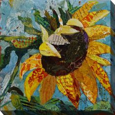 a painting of a sunflower with music notes on it