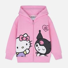 Brand New With Tags Kawaii Winter Hooded Tops, Spring Cartoon Print Hoodie Top, Cute Long Sleeve Top With Drawstring Hood, Playful Winter Hoodie, Cute Winter Hoodie, Pink Winter Hoodie With Character Print, Cotton Hoodie For Playtime, Winter Pink Hoodie With Character Print, Playful Long Sleeve Cartoon Print Hoodie