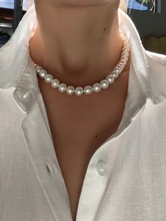 Welcome to AmberLirong!  ---------------------------------- Pearl type: Genuine White South Sea pearl, Excellent Luster, handmade The videoed and photoed product is the one you will take home. Pendant is not included ✨ Elevate Your Elegance with Our South Sea White Pearl Necklace! ✨ Discover the timeless beauty of our South Sea White Pearl Necklace, featuring pearls sized between 9mm to 10mm. Renowned for their superb luster, these pearls are perfectly versatile, making them ideal for both daily Luxury Round Pearl Necklace With Pendant, Luxury Silver Bridal Necklace With Pearl Charm, Luxury Pearl Necklace With Diamond Accents For Gifts, Luxury Refined Pearl Necklace With Pearl Charm, Affordable Sterling Silver Pearl Necklace Gift, Luxury Double Strand Pearl Drop Necklace, White Pearl Necklace Outfit, Timeless White Round Bead Necklace, Classic White Necklace For Anniversary