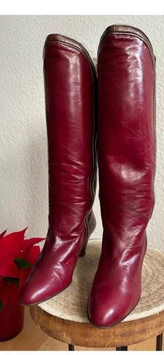 "Boots 1996 (G) „Bordeaux\" Ottorino Bossi Italian T.36 (EU size 36) Designer boots from  Ottorino Bossi  Size 36 Burgundy  Red Vintage (1996) Leather Boots 36,  Material completely leather colour Burgendy Made In Italy From Luxury Designer Ottorino Bossi.  Worn with light usage" Fitted Burgundy Boots For Winter, Retro Formal Winter Boots, Vintage Formal Boots For Winter, Fitted Burgundy Heeled Boots For Winter, Vintage Red Boots For Fall, Vintage Red Winter Boots, Vintage Fitted Heeled Boots For Winter, Retro Fitted Boots For Formal Occasions, Retro Heeled Boots For Formal Fall Occasions