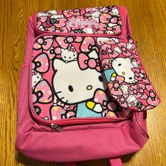 Hello Kitty Brand New Backpack. Large Sized With Expendable Sides. Comes With A Pencil Pouch. Several Zipper Storage. Accessories Hello Kitty, Sanrio Accessories, Sanrio Pink, Disney Board, Zipper Storage, Plush Backpack, The Expendables, A Pencil, Pencil Pouch