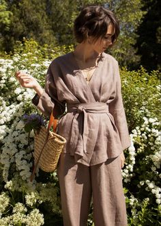 Linen Style Fashion, Street Style Outfits Casual, Kimono Set, Moroccan Fashion, Linen Fashion, Trendy Fashion Tops, Classy Work Outfits, Velvet Fashion, 가을 패션