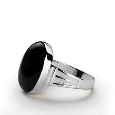 925 Sterling Silver Black Onyx Natural Stone Pinky Ring for Men | JFM Stone Ring For Men, Stone Rings For Men, Onyx Ring Men, Cool Rings For Men, Mens Pinky Ring, Mens Rings Fashion, Silver Rings Simple, Black Onyx Ring, Cabochon Ring