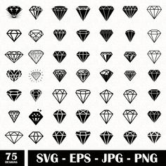 the different types of diamonds are shown in black and white