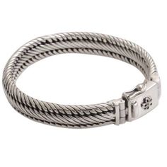 Artisan Crafted Sterling Silver Chain Bracelet from Bali - Eternal Shine | NOVICA Silver Braided Bracelet, Mens Chain Bracelet, Silver Chain For Men, Sterling Silver Rings Bands, Braided Bracelet, Silver Chain Bracelet, Sterling Silver Mens, Silver Band Ring, Braided Bracelets