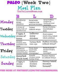 Paleo Week Two Meal Plan - this week looks so yummy! Great to pin and plan meals for later! Health Meal Plan, Paleo Plan, Breakfast Low Carb, Paleo Food, Resep Diet