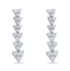 18kt White Gold Diamond Cluster Drop Earrings (1.81 ctw) Luxury White Gold Gemstone Cluster Earrings, Diamond Cluster Dangle Earrings With Prong Setting, Diamond Cluster Dangle Earrings, Diamond Earrings Gold, Earrings Sapphire, Earrings Gold Hoop, Earrings Opal, Earrings Emerald, Diamond Decorations