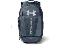 Under Armour Hustle 5.0 Backpack - Backpack Bags : Mechanic Blue/Metallic Silver : Bring it all out on the field in the durable Under Armour Hustle 5.0 Backpack. All Under Armour Apparel features a tagless design or tear-away tag with no left-over pieces. UA Storm technology delivers an element-battling, highly water-resistant finish. Backpack in a durable, water-resistant polyester. Two large main compartments with zippered closures for your daily essentials. Soft-lined, padded sleeve for your Under Armour Apparel, Daily Essentials, Bring It, Product Reviews, Water Repellent, Backpack Bags, Metallic Silver, Under Armour, Water Resistant