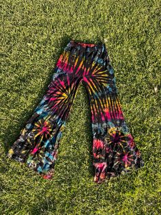 "95% Rayon & 5% Spandex Fits S/M/L/XL Measurement: Length: 39\" Hip: 25\"-40\" Inseam: 28\"" Fitted Flare Jeans With Flared Hem For Summer, Multicolor Cotton Flare Bottoms, Black Full Length Flare Jeans For Summer, Multicolor Flare Cotton Bottoms, Hippie Style Wide Leg Summer Flares, Hippie Straight Leg Summer Bottoms, Hippie Wide Leg Summer Flares, Summer Hippie Wide Leg Flares, Hippie Wide Leg Flares For Summer