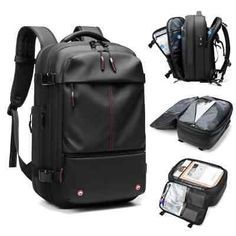 several different types of backpacks and wallets