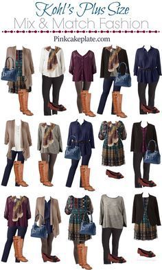 Kohls Outfits, Plus Size Capsule Wardrobe, Mix Match Outfits, Plus Size Fashion Tips, Plus Size Fall, Outfit Combinations, Look Plus