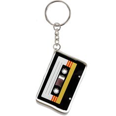 a keychain with an old school cassette design