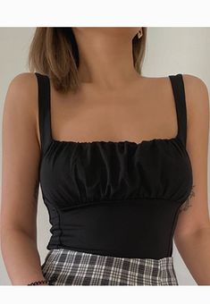 $29.90 - Cute dark black ruched crop top for ladies and women. Perfect for summer outfit. Trendy Fitted Tank Top For Parties, Trendy Fitted Solid Color Tank Top, Solid Ruched Tops For Night Out, Solid Color Summer Tops For Party, Trendy Ruched Tops For Spring, Chic Cotton Tank Top In Solid Color, Chic Solid Color Cotton Tank Top, Casual Solid Color Tank Top For Party, Casual Solid Color Party Tank Top