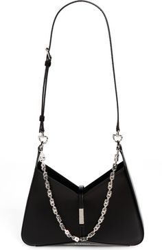 Givenchy Small Cut Out Chain Strap Leather Shoulder Bag | Nordstrom Elegant Triangle Evening Shoulder Bag, Modern Triangle Shoulder Bag For Evening, Modern Triangle Shoulder Bag For Evenings, Luxury Triangle Evening Bag, Luxury Triangle Evening Bags, Leather Triangle Evening Bag, Triangle Leather Evening Bag, Modern Evening Shoulder Bag With Palladium Hardware, Contemporary Rectangular Shoulder Bag For Formal Occasions