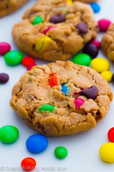 cookies with m & m's and chocolate chips on top