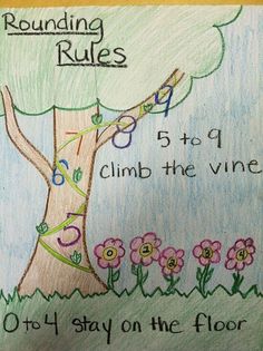 a drawing of a tree with the words rounding rules on it