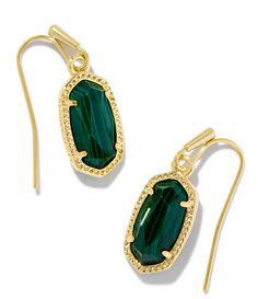 From Kendra Scott&#x2C; these earrings feature: Drop earrings14k gold plated over brassEar wire back closureApprox. 1.1" L x 0.38" WImported. Dichroic Glass Earrings, Stone Drop Earrings, Gemstone Hoop Earrings, Kendra Scott Earrings, Green Malachite, Statement Drop Earrings, Oval Earring, Diamonds And Gold, Accessories Jewelry Earrings