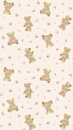 teddy bears and flowers on a white background