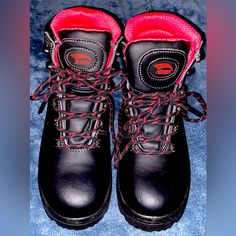 Brand New, Worn Once Indoors! High Quality Women’s Steel Toe Work Boots! Avengers Shoes, Womens Work Boots, Steel Toe Work Boots, Moto Boots, Work Boots, Black Red, Avengers, Black And Red, Size 7