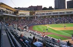 a baseball game is being played in an empty stadium