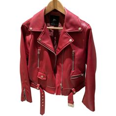 Nwt. Zara Outerwear Red Leather Biker Jacket. Leather Biker Jacket, Zara Jackets, Biker Jacket, Leather Jackets, Red Leather, Red Leather Jacket, Jackets For Women, Leather Jacket, Zara