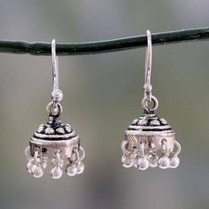 Sterling silver dangle earrings, 'Traditional Grace' - Traditional Style Indian Earrings Crafted in Sterling Silver Indian Earrings, Silver Dangle Earrings, Silver Heart Necklace, Sterling Silver Dangle Earrings, Celtic Jewelry, Earring Crafts, Lovely Earrings, Pretty Earrings, Online Earrings