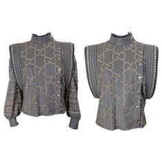 Amazing brand new with tags GUCCI Fall / Winter 2018 Runway grey leather moto jacket or vest ! Original retail price was just under $20,000. Hundreds of silver and gold studs, mixed with rhinestones form the GG logo, along with GUCCI spelt out on the sleeves. Zippers at each inner sleeve allow this to be a jacket OR a vest. Simply snaps up the front. Fully lined in silk. A tue collector’s piece that will only increase in value. In great unworn condition, with original store tags still attached.