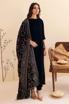 Velvet Shalwar Kameez Simple, Indian Shawl For Women, Blue Formal Sets With Digital Print, Festive Formal Sets With Digital Print, Formal Festive Sets With Digital Print, Black Velvet Suits Women Indian, Formal Sets With Digital Print For Eid, Formal Digital Print Sets For Eid, Formal Eid Dupatta With Digital Print