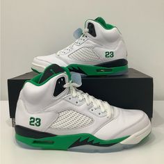 New In Box Air Jordan 5 Retro "Lucky Green" Shoe Sneaker Dd9336-103 Size Woman 11 Men 9.5 Nike Lace-up Sneakers For Sports Events, Nike Jordan Lace-up Running Shoes, Jordan High-top Shoes With Boost Midsole For Sports, Mid-top Jordan Shoes With Air Cushioning, High-top Jordan Shoes For Sports, Sporty Jordan Shoes For Sports Events, Casual Mid-top Jordan Shoes With Air Cushioning, Lace-up Synthetic Jordan Shoes For Sports Events, Nike Jordan Lace-up Sports Shoes