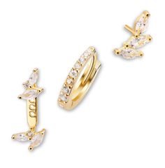 PRICES MAY VARY. 💎 Minimalist Stack Earring Set 💎 【HIGH QUALITY MATERIALS】: Solid S925 sterling silver with a 18k yellow gold or white gold finish. Set with high luster AAA grade CZ. Safe for sensitive ears, hypoallergenic, nickel-free, and lead-Free. 【ELEGANT LIGHTWEIGHT DESIGN】: 1 pair of adjustable ear jacket to fit any ear lobes, 1 pair of 8 mm inner diameter huggie hoop (snug fit), and 1 pair of tiny ear climber. 【GIFT READY】: Come in a luxury gift box. Dainty Everyday Ear Stack Earring Jacket, Minimalist Earring, Multiple Piercings, Stacked Earrings, Ear Climber, Earring Jackets, Ear Stack, Ear Climbers, Ear Jacket