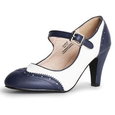 PRICES MAY VARY. BEST OF BOTH: The classic mary janes shoes for women look with an updated Oxford pattern. With their unique feminine flair, these heels are a must-have for every fashionable woman. RETRO FOR DAYS: 1950s shoes for women, this shoe is a throwback. Stand out at your next themed event. These mary janes will be great for bridal shoes and wedding shoe. SECURE AND ADJUSTABLE: These women's dress shoes have a adjustable buckle strap that adds a secure fit, allowing you to customize the 50s Shoes, 1950s Shoes, Women's Dress Shoes, 1940s Shoes, Oxford Pumps, Round Toe Shoes, Themed Events, Dress Shoes Womens, 1940s Fashion