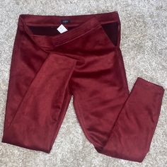 Size 12 Ankle Pants! Super Stretch. Burgundy Stretch Pants For Night Out, Stretch Burgundy Bottoms For Night Out, Burgundy Bottoms For Fall Night Out, Fitted Burgundy Pants For Winter, Red Leggings For Workwear In Fall, Red Fall Leggings For Work, Winter Burgundy Stretch Bottoms, Suede Pants, Ankle Pants