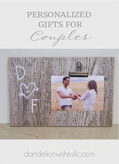 a wooden frame with the words personalized gifts for couples written on it