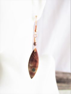 "This is a pair of RED CREEK JASPER EARRINGS hand-carved in MARQUISE shape with COPPER wire wraps and ear wires. This stone is GORGEOUS! Love the warm, rich shades of green, gold, cream, and gray. SO pretty! These earrings are just a hair over 2.5\" long and the stone measures roughly 38x12.5x4mm and they were hand-carved and polished. There is a soft sheen--not a high polish, and the colors are PERFECTLY complemented with the copper findings. If you love these and want silver or gold findings i Artisan Brown Earrings For Pierced Ears, Leaf-shaped Brown Earrings Gift, Brown Leaf-shaped Earrings For Gift, Traditional Brown Teardrop Jewelry, Brown Leaf-shaped Earrings Gift, Brown Leaf-shaped Jewelry For Gift, Unique Brown Drop Earrings, Artisan Brown Pierced Earrings, Traditional Brown Drop Earrings Jewelry