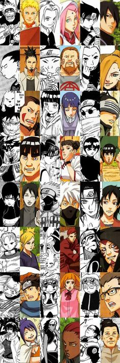 the many faces of anime characters in different colors and sizes, all with different expressions