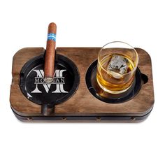 Personalized Single Barrel Cigar Ashtray And Whiskey Coaster- Morgan Design by Wine Enthusiast Wooden Ashtray, Barrel Ideas, Aged Whiskey, Whiskey Barrels, Cnc Ideas, Metal Wine Rack, Coaster Crafts, Metal Barrel, Whisky Barrel